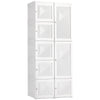 Portable Wardrobe Closet, Folding Bedroom Armoire, Clothes Storage Organizer with Cube Compartments, Hanging Rod, Magnet Doors, White