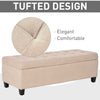 49" Large Tufted Linen Fabric Ottoman Storage Bench With Soft Close Top for Living Room, Entryway, or Bedroom, Beige