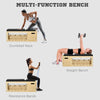 Wooden Workout Bench with Dumbbell Rack and Resistance Bands, Adjustable Incline Weight Bench for Home Gym