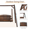 6.5' Outdoor Rustic Loveseat Solid Wood Natural Log Garden Swing Carbonized