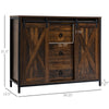 Industrial Farmhouse Buffet Cabinet, Kitchen Sideboard with Barn Doors, Three Drawers and Adjustable Shelves for Living Room, Rustic Brown