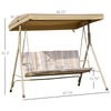 3 Person Outdoor Porch Swing Lounge Chair Bench with Canopy Top- Brown