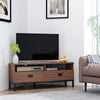 Corner TV Stand for TV up to 46", Entertainment Center with Open Storage and Drawers, TV Table with Steel Legs, Dark Walnut