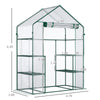 56" x 29" x 77" Mini Greenhouse, Walk-in Greenhouse, Garden Hot House with 4 Shelves, Roll-Up Door and Weatherized Cover, Deep Green