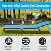 Outdoor Folding Chaise Lounge Chair Portable Lightweight Reclining Sun Lounger with 4-Position Adjustable Backrest for Poolside, Light Blue
