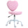 Love Shape Swivel Leisure Chair on Wheels Upholstery Home Office Computer Chair Linen Fabric Vanity Seat for Girls Women