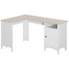 L-Shaped Computer Desk with Open Shelf and Storage Cabinet, Corner Writing Desk with Adjustable Shelf, Natural / White