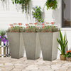 28" Tall Plastic Planters, 3-Pack, Large Taper Outdoor & Indoor Plastic Garden Flower Pots, for Entryway, Patio, Yard, Grey