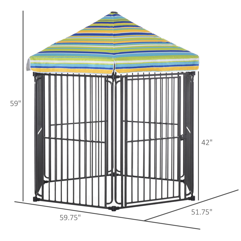 60" x 52" Heavy-Duty Outdoor Pet Cage Kennel with Weather-Resistant Polyester Roof, Locking Door, & Metal Frame