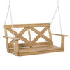 2-Person Wooden Porch Swing with Sturdy Steel Chains & Rustic X Shaped Design for the Outdoors, Natural