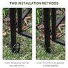 85'' Metal Garden Arbor with Gate, Outdoor Steel Arch with Scrollwork for Climbing Vines, Ground Mountable Columns