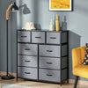 9 Drawers Storage Chest Dresser Organizer Unit w/ Steel Frame, Wood Top, Easy Pull Fabric Bins, for Hallway, Closet, Entryway, Black & Grey
