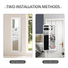Jewelry Armoire with Mirror and 18 LED Lights  Wall-Mounted/Over-The-Door Cabinet with 3 Mountable Heights  White