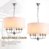 6-Light Modern Chandelier Candle Pendant Light Fabric Lampshades with Adjustable Hanging Chain for Living Room  Dining Room  Kitchen  White