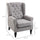 Button-Tufted Accent Chair with High Wingback, Rounded Cushioned Armrests and Thick Padded Seat, Set of 2, Gray