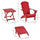 3 Piece Patio Furniture Set Adirondack Chair with Ottoman and Table Folding Design Outdoor Wooden Lounger for Garden, Patio Porch, Red