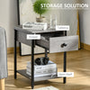 Industrial End Table with Storage Shelf, Accent Side Table with Drawer for Living Room, or Bedroom, Grey