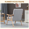 Accent Chairs with Seat and Back Cushion, Upholstered Arm Chair for Bedroom, Living Room Chair with  Wood Legs, Light Gray