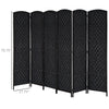 6' Tall Wicker Weave 6 Panel Room Divider Wall Divider, Black