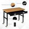 47" Work Bench, Bamboo Tabletop Workstation Tool Table, Height Adjustable Work Table with Four Lockable Casters, Organizer Drawer for Garage, Weight Capacity 1320 Lbs