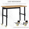 47" Work Bench with Height Adjustable Legs, Bamboo Tabletop Workstation Tool Table on Wheels for Garage, Weight Capacity 1320 Lbs, Black