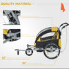 Elite 360 Swivel Double Child Two-Wheel Bicycle Cargo Trailer With 2 Security Harnesses - Yellow / Black