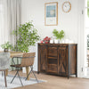 Industrial Farmhouse Buffet Cabinet, Kitchen Sideboard with Barn Doors, Three Drawers and Adjustable Shelves for Living Room, Rustic Brown