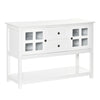 Kitchen Sideboard Serving Buffet Cabinet Cupboard Console Table with Adjustable Shelves, Glass Doors, and 2 Drawers, for Living Room, White