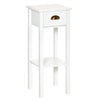 2-Tier Side Table with Drawer, Narrow End Table for Space Saving, Slim Nightstand with Shelf Metal Knob for Living Room Hallway, White