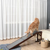 Pet Ramp Bed Steps for Dogs Cats Non-slip Carpet Top Platform Pine Wood 69.75"L x 16"W x 25"H Brown Grey