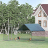 Galvanized Large Metal Chicken Coop Cage 2 Rooms Walk-in Enclosure Poultry Hen Run House Playpen Rabbit Hutch UV & Water Resistant Cover for Outdoor Backyard 9.8' x 13.1' x 6.4'