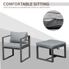 9 Pieces Patio Dining Sets with 4 Chairs, 4 Ottoman and Glass Table, Cushioned Seating and Back, Aluminum Frame, Space Saving for Lawn