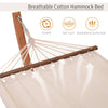 10' Wood Outdoor Hammock with Stand Rainbow Bed, Heavy Duty Roman Arc Hammock for Single Person for Patio, Backyard Porch, Cream White