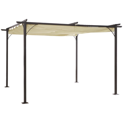 11.5' x 11.5' Retractable Patio Gazebo Pergola with UV Resistant Outdoor Canopy & Strong Steel Frame