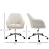 Leisure Office Chair Linen Fabric Swivel Scallop Shape Computer Desk Chair Home Study Bedroom with Wheels  Beige