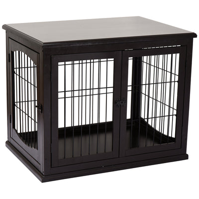 26'' Decorative Dog Cage Wooden Pet Crate Kennel with Double Door Entrance & a Simple Modern Design
