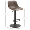 Swivel Bar Stools Set of 2 Bar Chairs Adjustable Height Barstools Padded with Back for Kitchen, Counter, and Home Bar, Brown