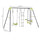3 in 1 Kids Swing Set Double Face to Face Swing Chair & Glider Set Climbing Ladder Outdoor Heavy Duty Metal Swing Set for Backyard Playground