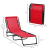 Outdoor Folding Chaise Lounge Chair Lightweight Garden Sun Lounger with 4-Position Adjustable Backrest for Patio, Poolside, Wine Red