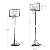Basketball Hoop Freestanding Height Adjustable Stand with Backboard Wheels for Teens and Adults  Black