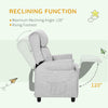 Kids Recliner Chair Children Sofa Angle Adjustable Single Lounger Armchair Gaming Chair with Footrest 2 Side Pockets for 3-5 years, Light Grey