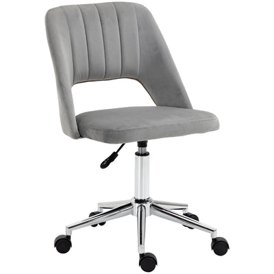 Mid Back Office Chair, Executive Office Chair with Thick Padding, Desk Chair with High-End Gas Lift, Sturdy Base and Velvet-Feel Fabric, Grey