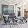 4 Pieces Patio Furniture Set, Outdoor Conversation Set with 2-Person Glider, Single Sling Chair and Glass Coffee Table for Lawn, Black