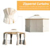 13' x 13' Party Tent 2 Tier Outdoor Hexagon Patio Canopy, Mesh Nettings, Curtains, Double Vented Roof Gazebo, UV and Water Protection, Beige