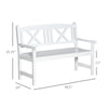 2-Seater Wooden Garden Bench, 4FT Outdoor Patio Loveseat for Yard, Lawn, Porch, White