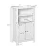 Bathroom Floor Storage Cabinet, Free Standing Side Cabinet with Double Doors and Adjustable Shelves for Living Room Entryway, White