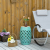 12" Round Patio Outdoor Footstool, Garden Mosaic Accent Side Table, Plant Stand, Blue