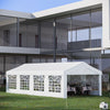 13' x 26' Heavy-duty Outdoor Carport Party Event Tent, Patio Gazebo Canopy Pavilion with 4 Sidewalls, 8 Windows, White