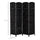 6' Tall Wicker Weave 4 Panel Room Divider Wall Divider, Black