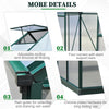 Walk In Greenhouse 6' X 6' X 7' Aluminum Polycarbonate Portable Garden Greenhouse With Rooftop Vent & UV-Resistant Walls Dark Green